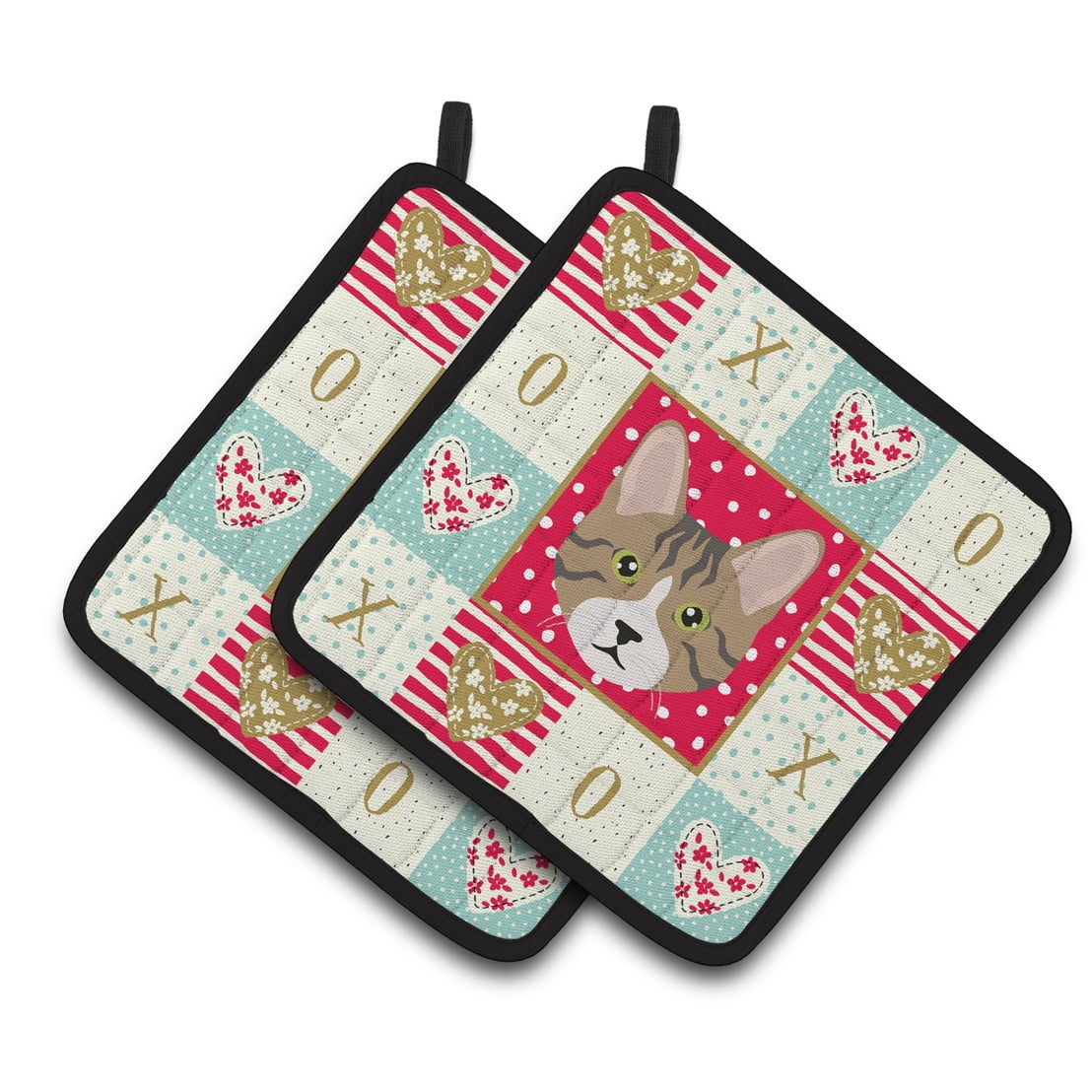 Carolines Treasures CK5112PTHD Dragon Li Cat Love Pair of Pot Holders, 7.5HX7.5W, multicolor