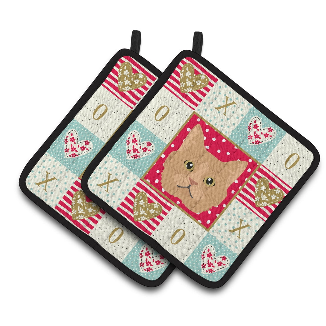 Carolines Treasures CK5160PTHD Selkirk Rex Cat Love Pair of Pot Holders, 7.5HX7.5W, multicolor