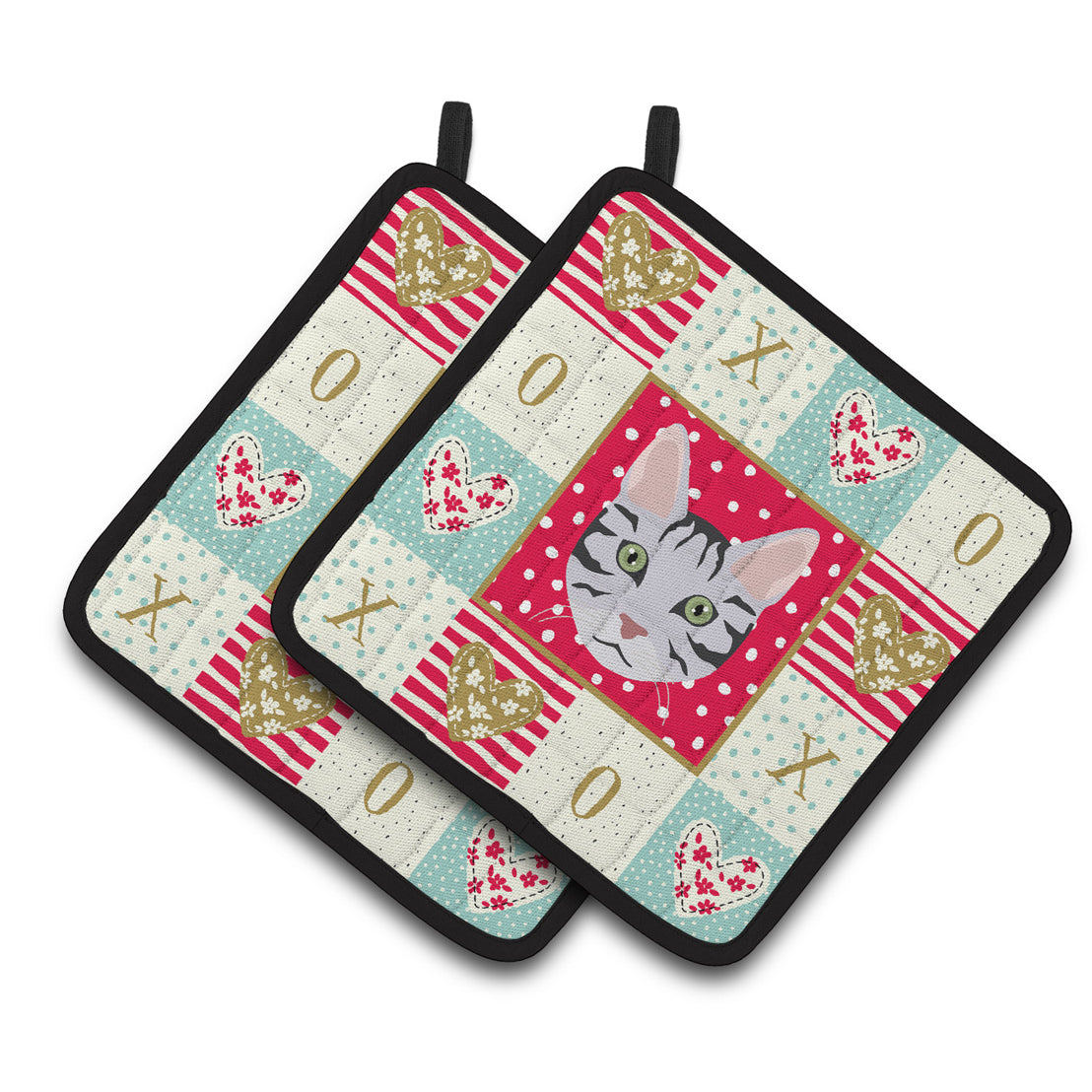 Carolines Treasures CK5161PTHD Serengeti Cat Love Pair of Pot Holders, 7.5HX7.5W, multicolor