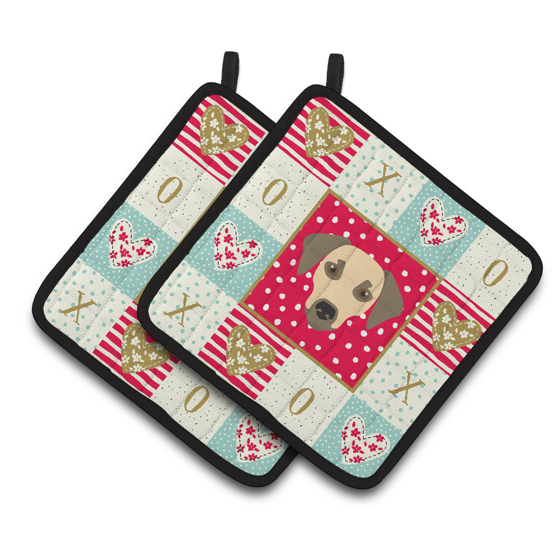 Carolines Treasures CK5235PTHD Sato Dog Love Pair of Pot Holders, 7.5HX7.5W, multicolor