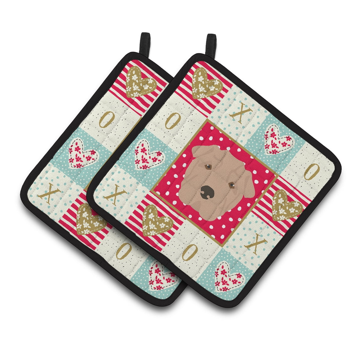 Carolines Treasures CK5237PTHD Shar Pei Love Pair of Pot Holders 7.5HX7.5W multicolor