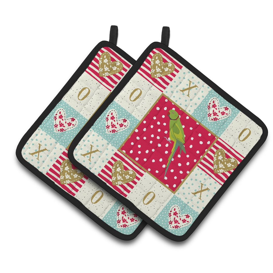 Ring-Necked Parakeet Love Pair of Pot Holders
