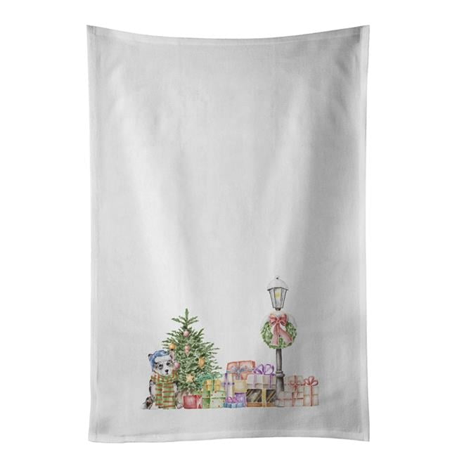 Carolines Treasures CK8105WTKT 28 x 19 in. Unisex Corgi Tricolor & Puppy with Christmas Wonderland White Dish Towels Kitchen Towel - Set of 2