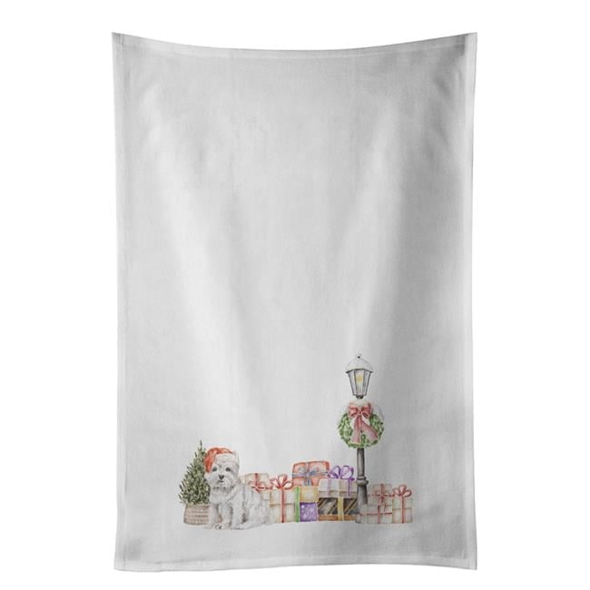 Carolines Treasures CK8161WTKT 28 x 19 in. Unisex West Highland White Terrier Seated White Dish Towels Kitchen Towel - Set of 2