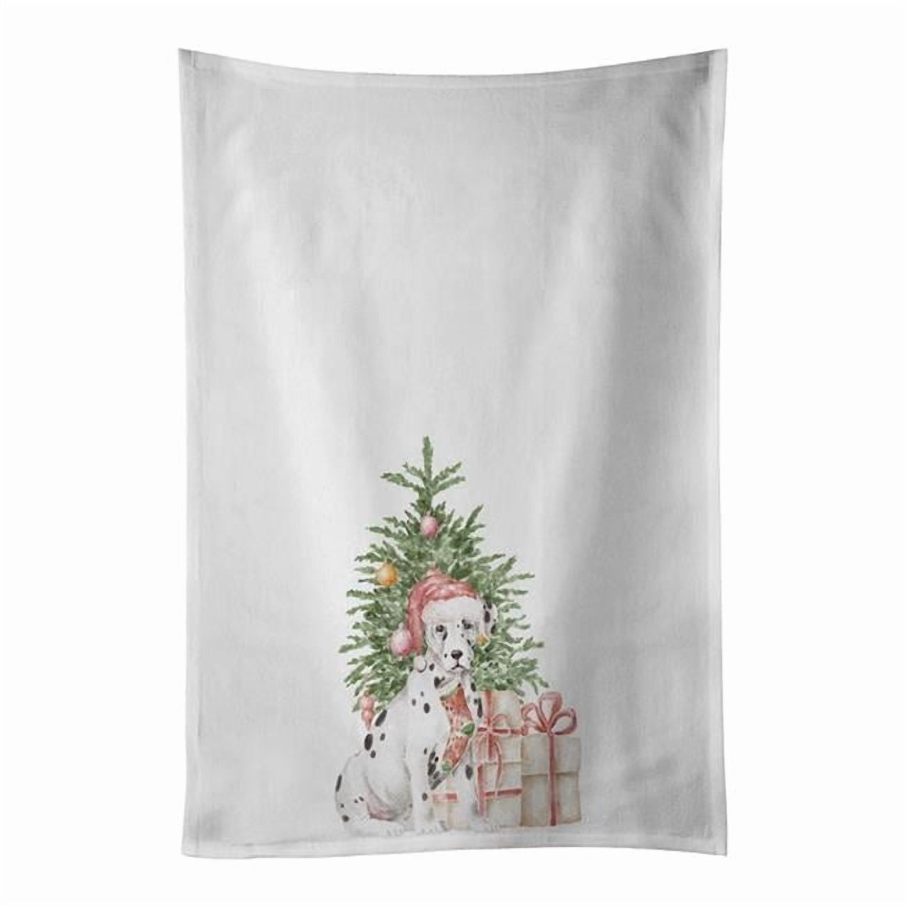 Carolines Treasures CK8235WTKT 28 x 19 in. Unisex Dalmatian Christmas Presents & Tree White Dish Towels Kitchen Towel - Set of 2