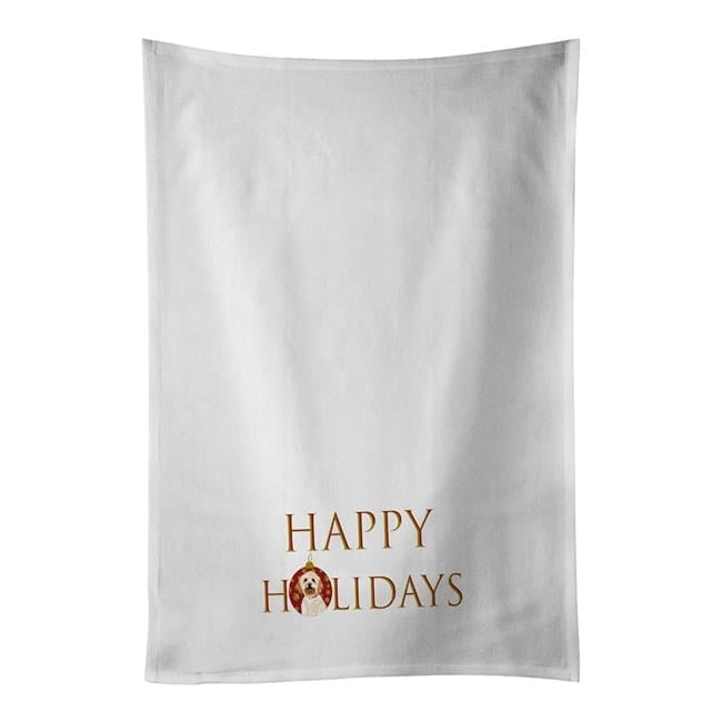 Carolines Treasures CK9214WTKT 28 x 19 in. Unisex Doodle Red No.2 Happy Holidays White Dish Towels Kitchen Towel - Set of 2