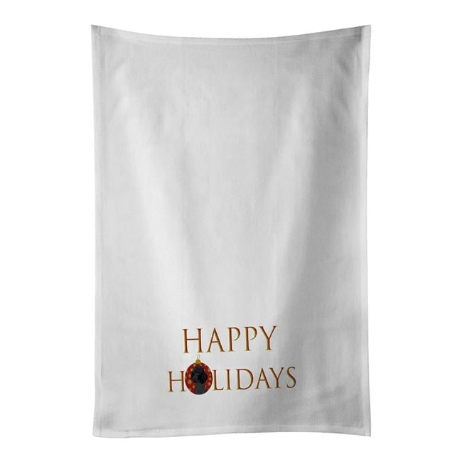 Carolines Treasures CK9301WTKT 28 x 19 in. Unisex Poodle Standard Black Happy Holidays White Dish Towels Kitchen Towel - Set of 2