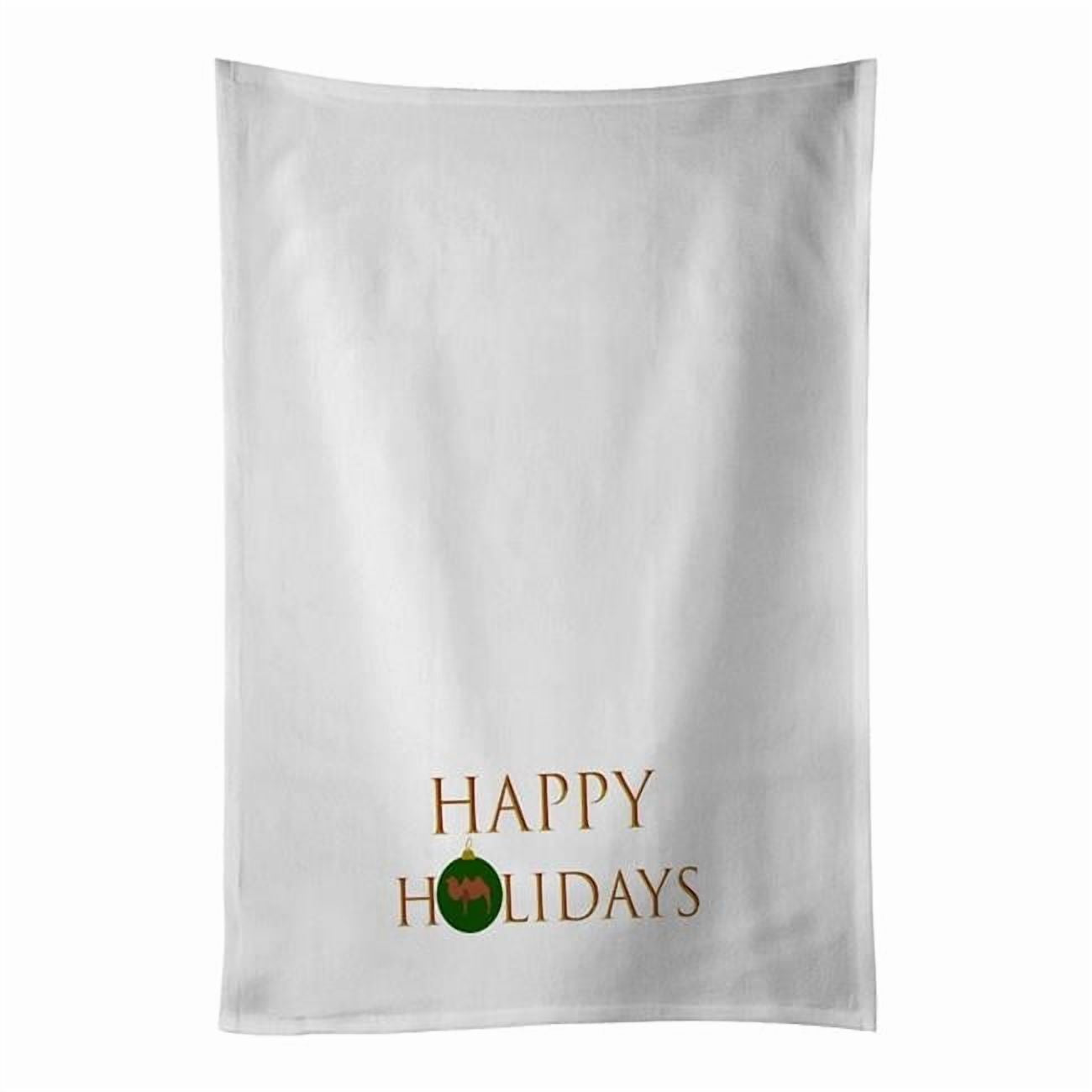 Camels - Bactrian Camel Happy Holidays White Kitchen Towel Set of 2 19 in x 28 in