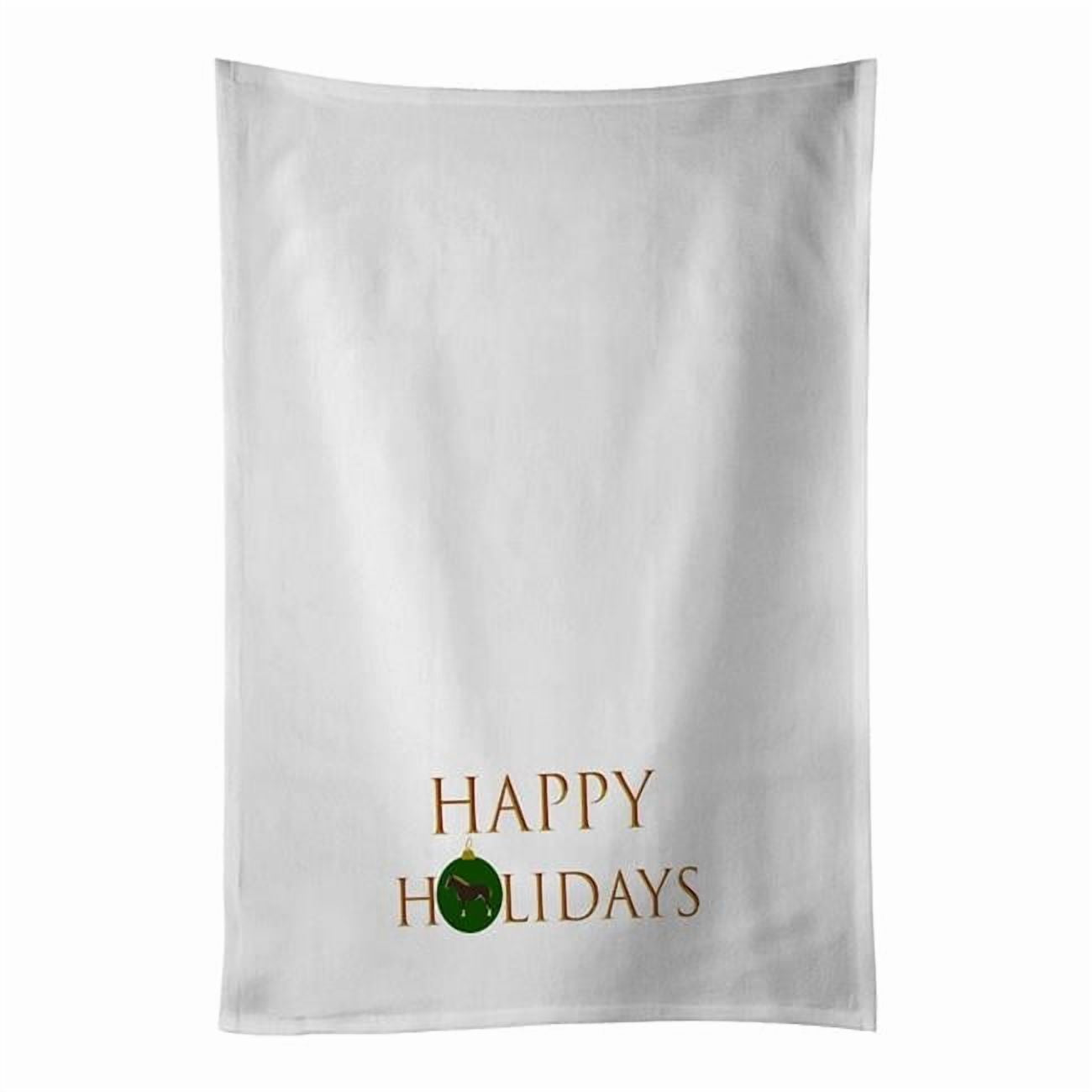 Horse - Percheron Horse Happy Holidays White Kitchen Towel Set of 2 19 in x 28 in