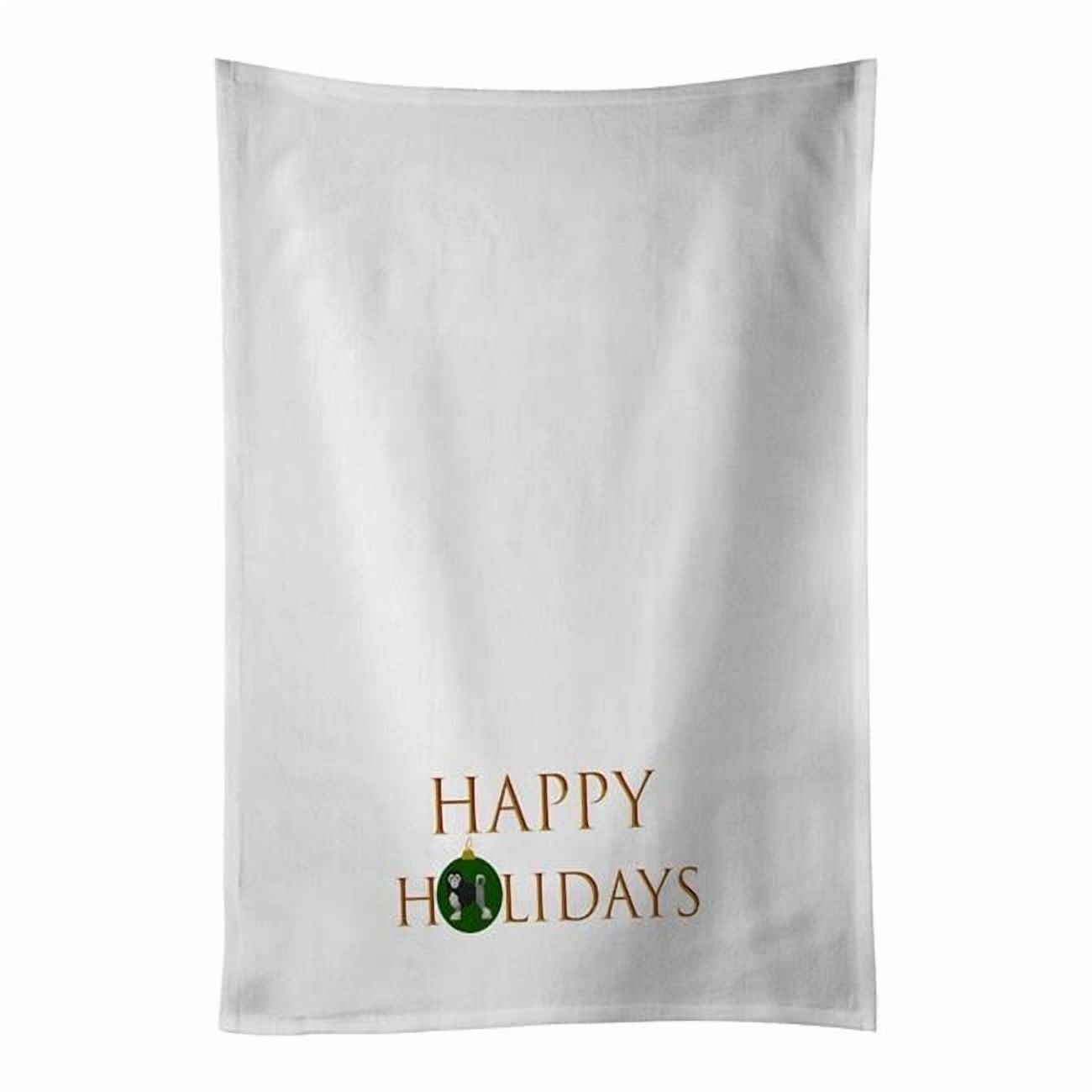 Carolines Treasures CK9664WTKT 28 x 19 in. Unisex Lowchen Little Lion Dog No.2 Happy Holidays White Dish Towels Kitchen Towel - Set of 2