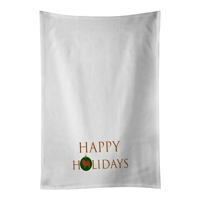 Chow Chow Happy Holidays White Kitchen Towel Set of 2 19 in x 28 in