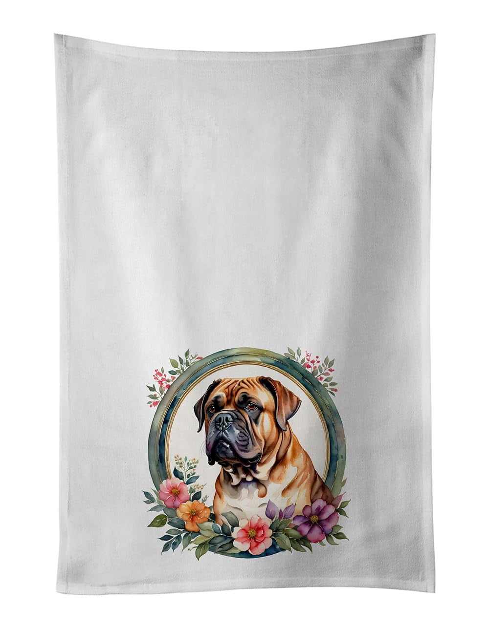 Carolines Treasures DAC2129WTKT 0.1 x 28 x 19 in. Dogue De Bordeaux & Flowers Kitchen Towel, Set of 2