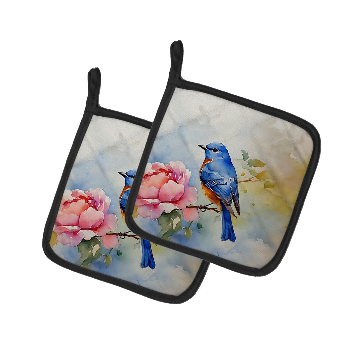Carolines Treasures DAC3188PTHD 7.5 x 7.5 in. Bluebird Pot Holders - Set of 2