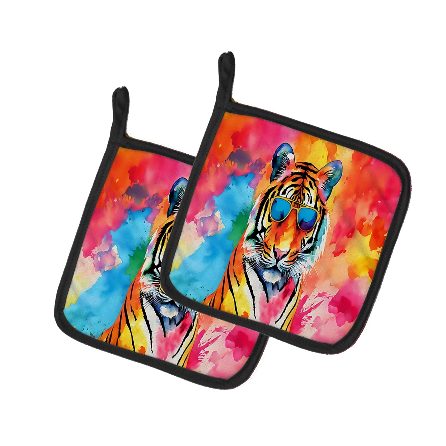 Carolines Treasures DAC3966PTHD 7.5 x 7.5 in. Unisex Hippie Animal Bengal Tiger Pair of Pot Holders