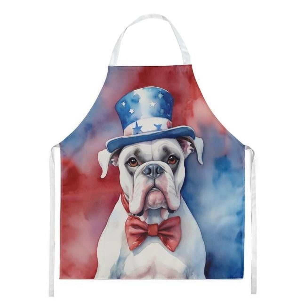 White Boxer Patriotic American Apron 27 in x 30 in