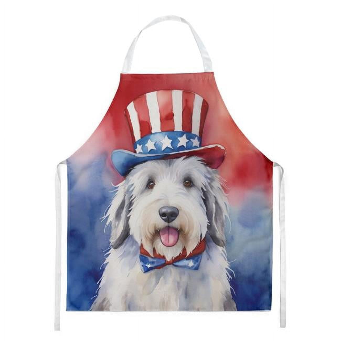 Carolines Treasures DAC5767APRON 30 x 27 in. Old English Sheepdog Patriotic American Apron