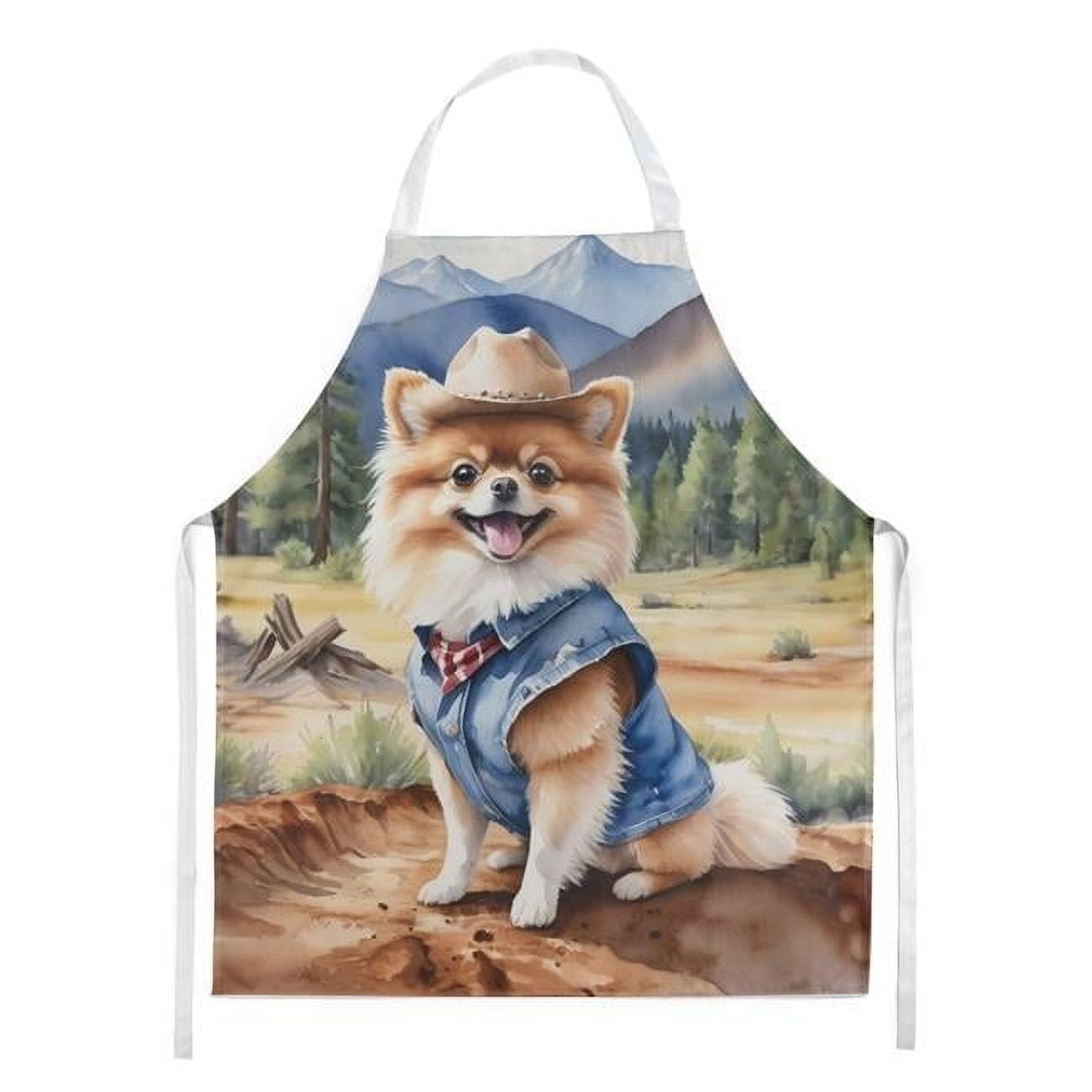 Carolines Treasures DAC5957APRON 30 x 27 in. Pomeranian Cowboy Welcome Apron