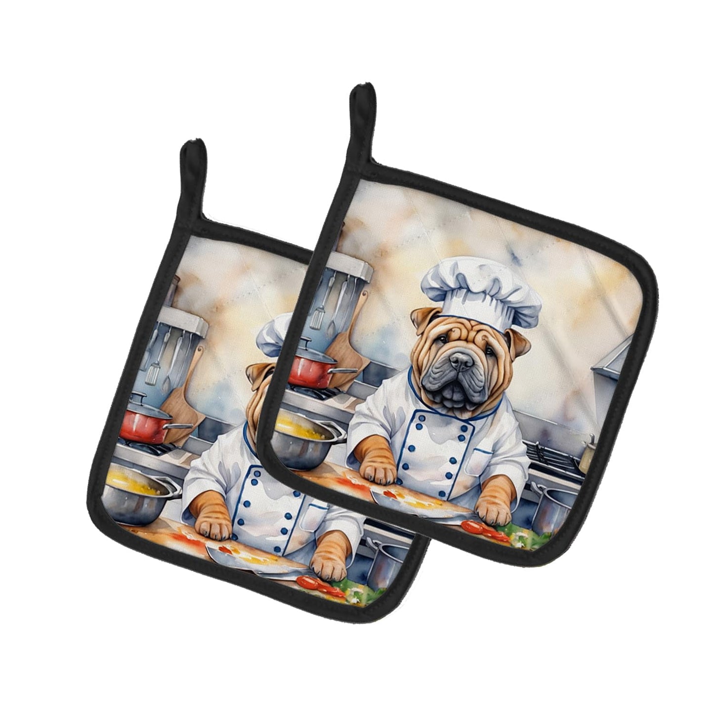 Carolines Treasures DAC6324PTHD 7.5 x 7.5 in. Unisex Shar Pei The Chef Pair of Pot Holder