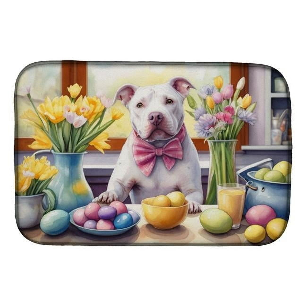 Carolines Treasures DAC6870DDM 21 x 14 in. Decorating Easter Pit Bull Terrier Dish Drying Mat