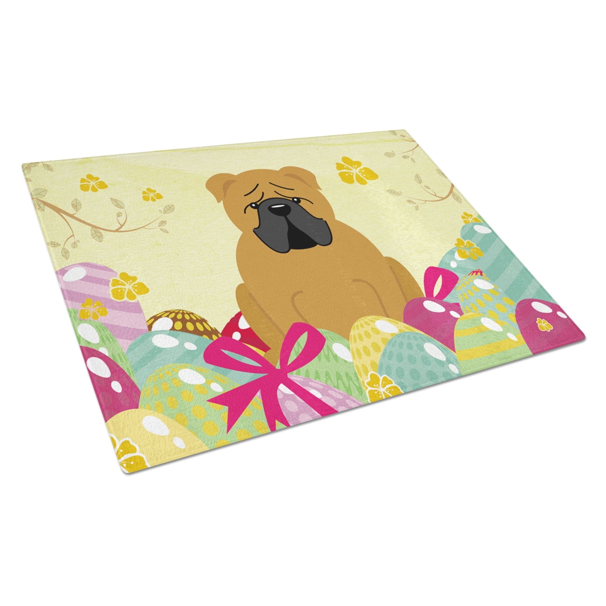 Carolines Treasures Easter Eggs English Bulldog Red Glass Cutting Board Large 12H x 16W multicolor