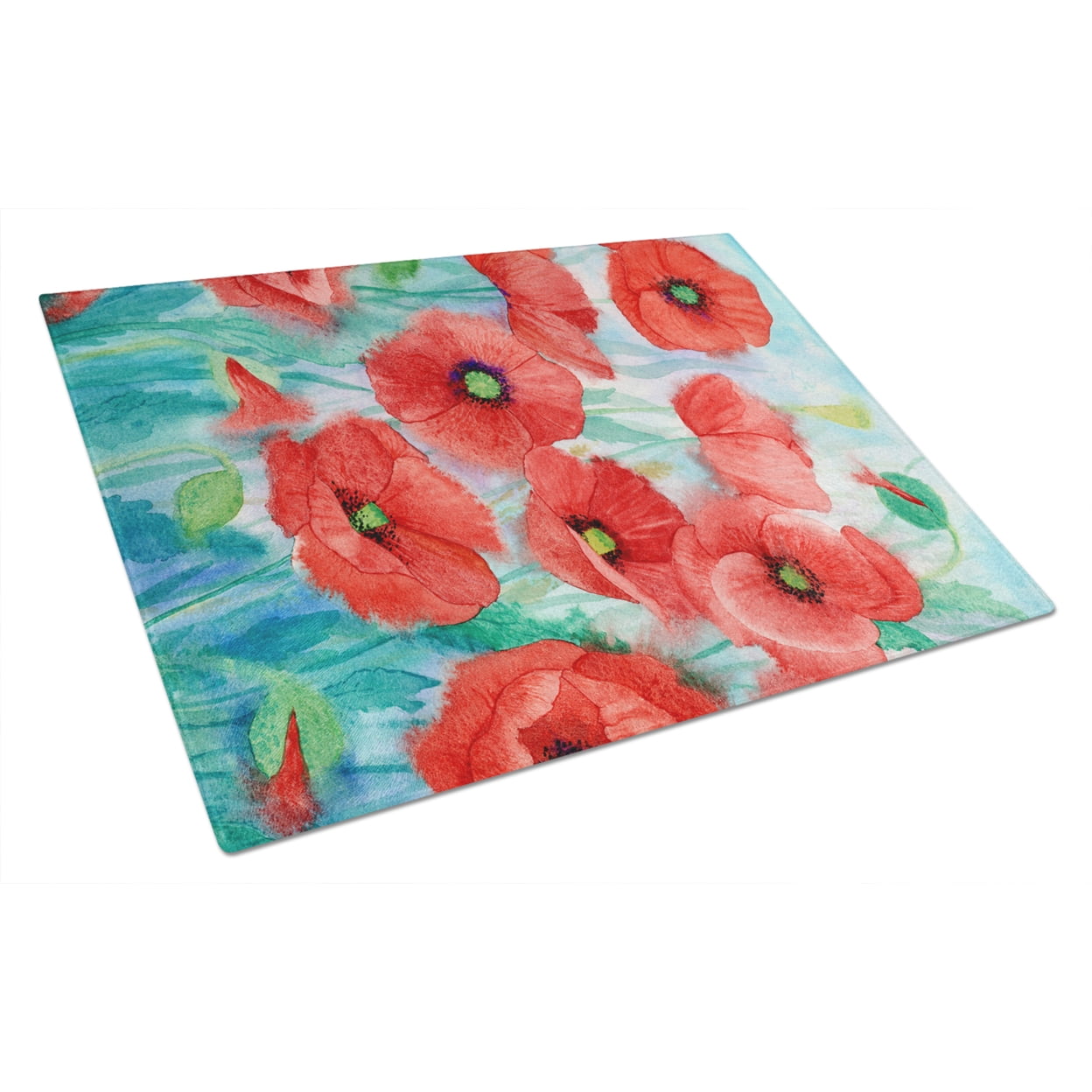 Poppies Glass Cutting Board Large
