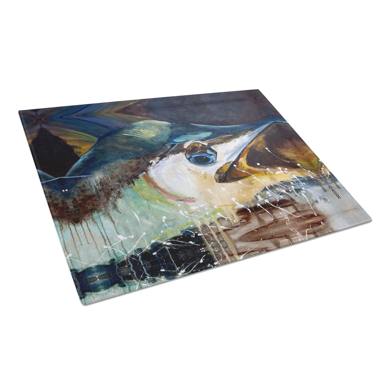 Carolines Treasures JMK1111LCB Blue Marlin Glass Cutting Board Large 12H x 16W multicolor