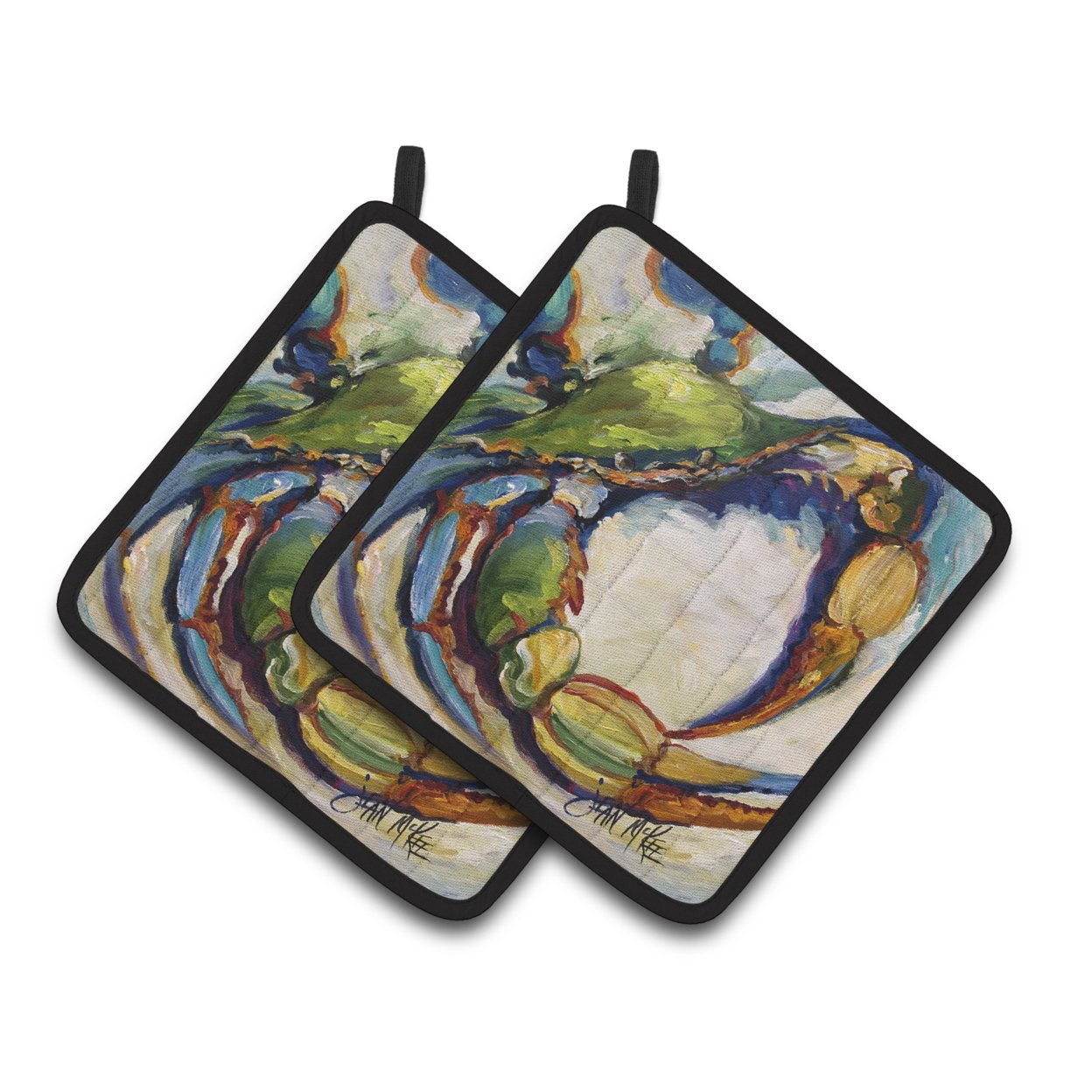 Carolines Treasures JMK1254PTHD 21 Crab Pair of Pot Holders , 7.5HX7.5W, multicolor