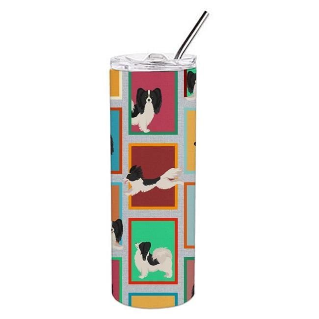 Carolines Treasures MLM1167TBL20 20 oz Lots of Black & Whtie Papillon Stainless Steel Skinny Tumbler