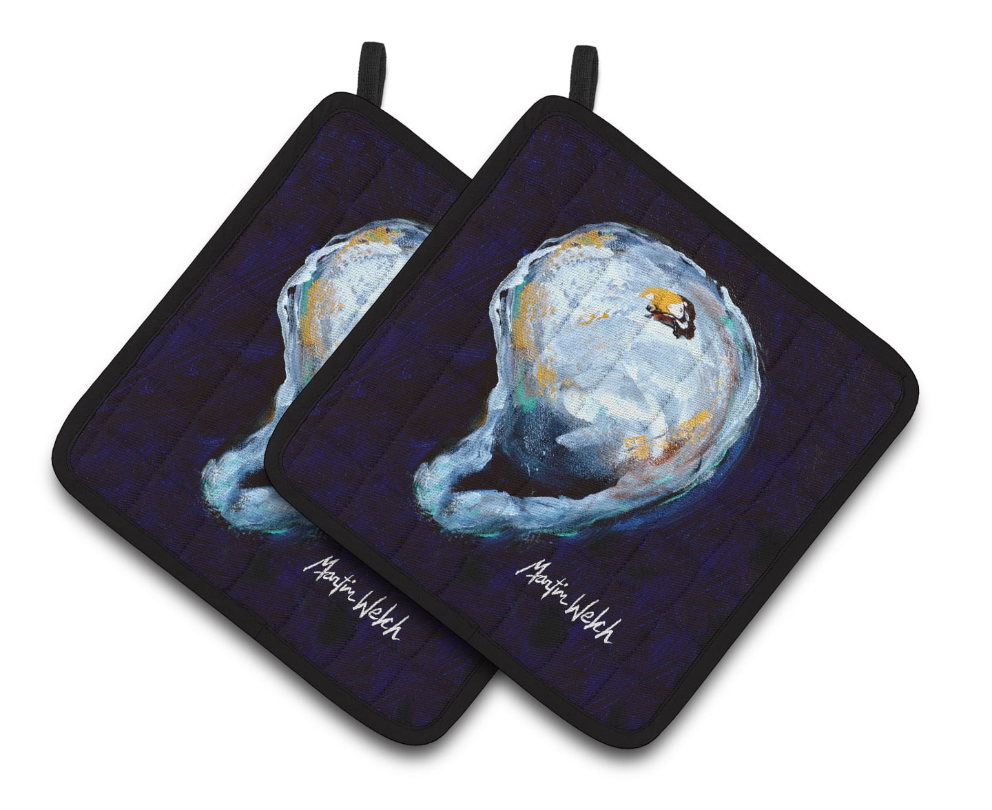 Carolines Treasures MW1136PTHD Oyster Give me one Pair of Pot Holders 7.5HX7.5W multicolor