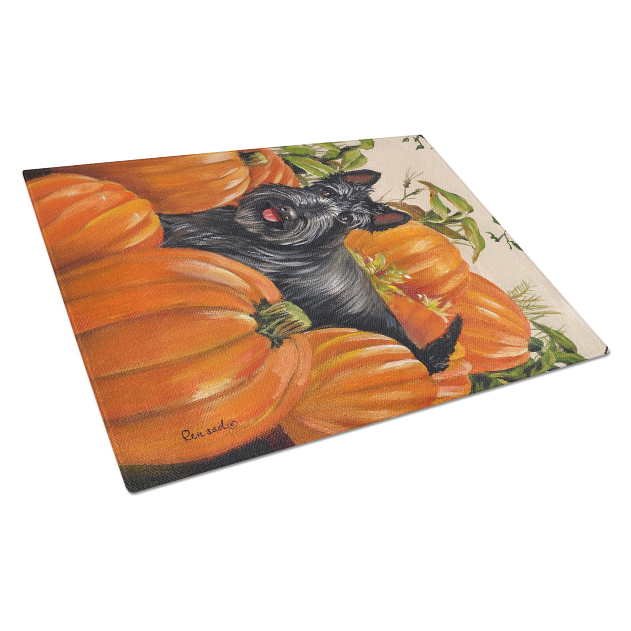 Carolines Treasures PPP3168LCB Scottish Terrier Scottie Pumpkins Glass Cutting Board Large, 12H x 16W, multicolor