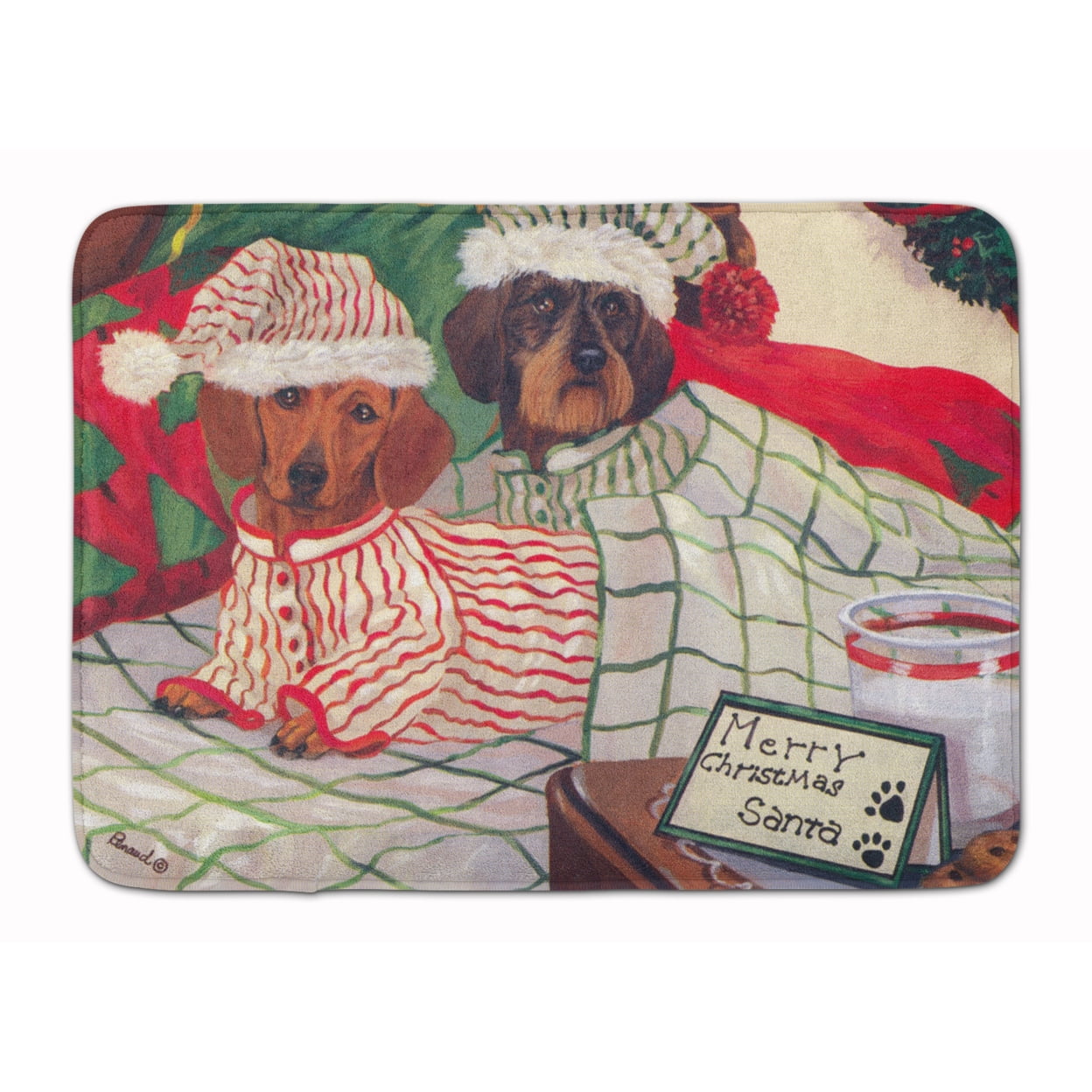 Carolines Treasures PPP3260RUG Dachshund Christmas Waiting for Santa Bath Mat Machine Washable Anti-fatigue Memory Foam