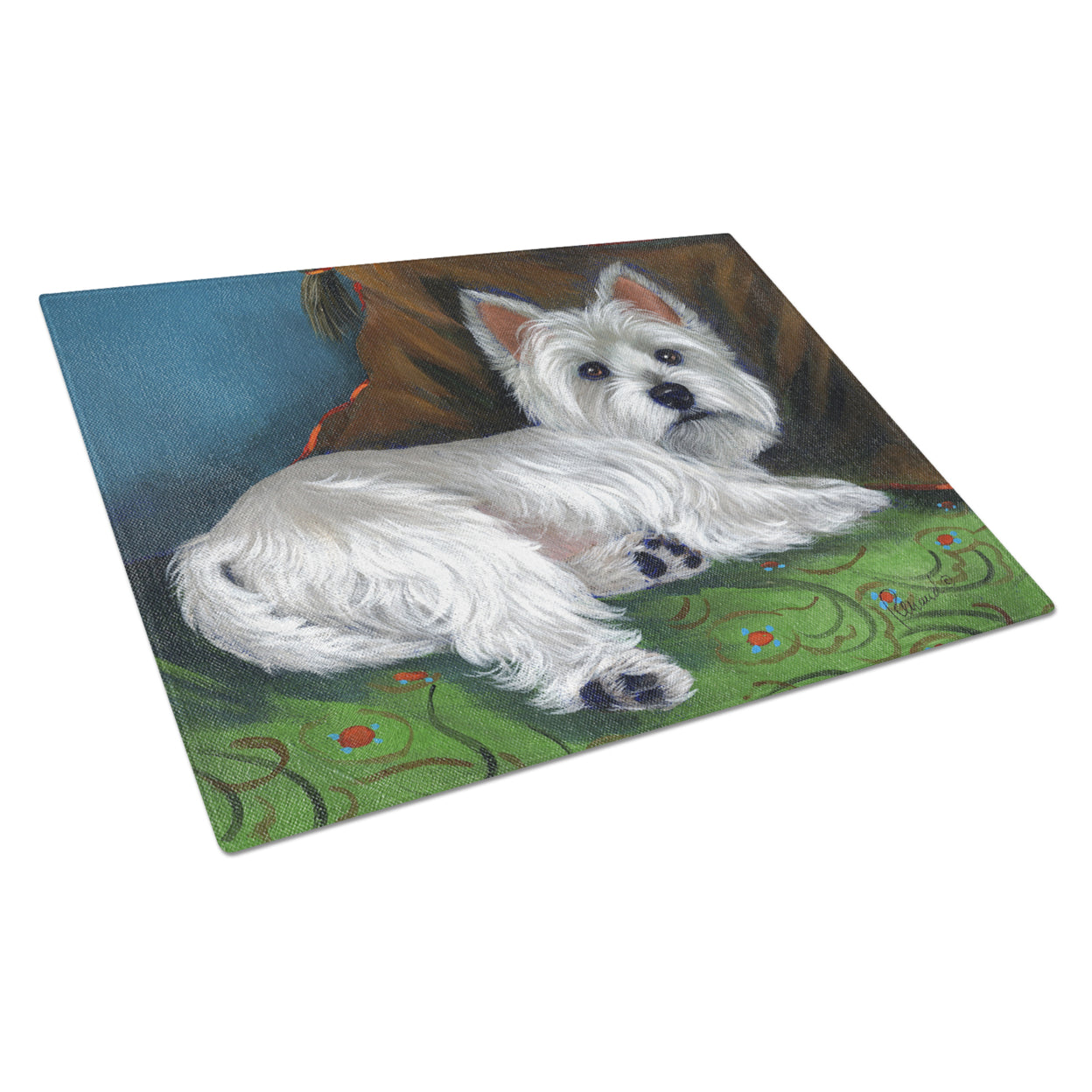Carolines Treasures PPP3287LCB Westie Wake Up Glass Cutting Board Large, 12H x 16W, multicolor