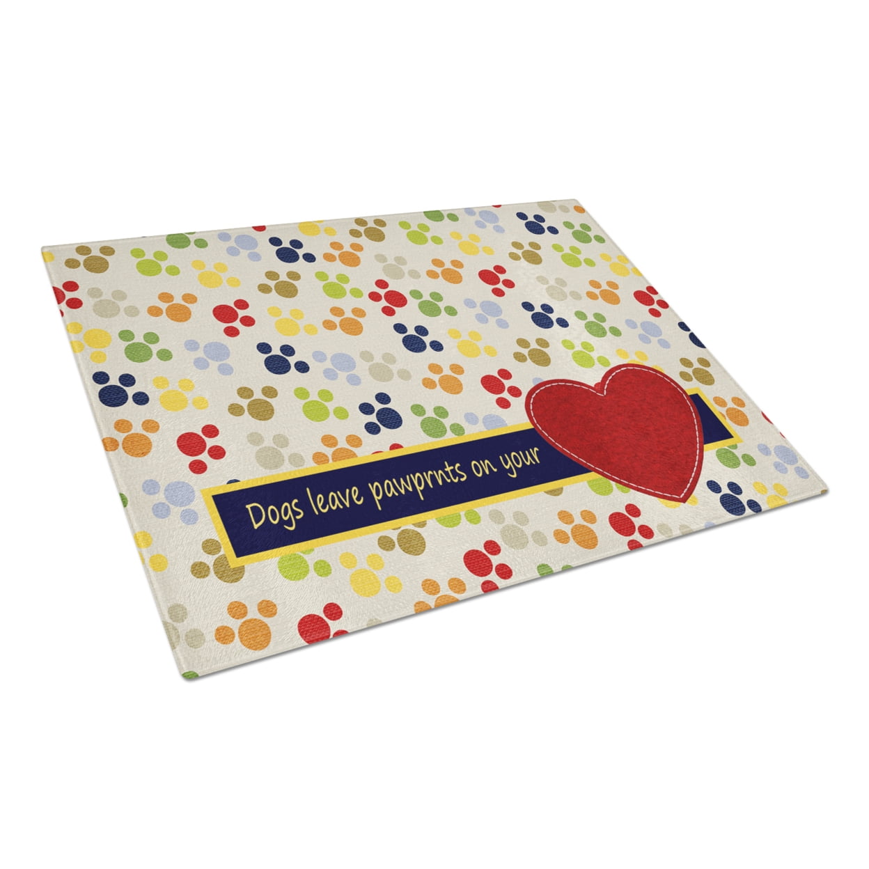 Carolines Treasures SB3054LCB Dogs leave pawprints on your heart Glass Cutting Board Large, 12H x 16W, multicolor