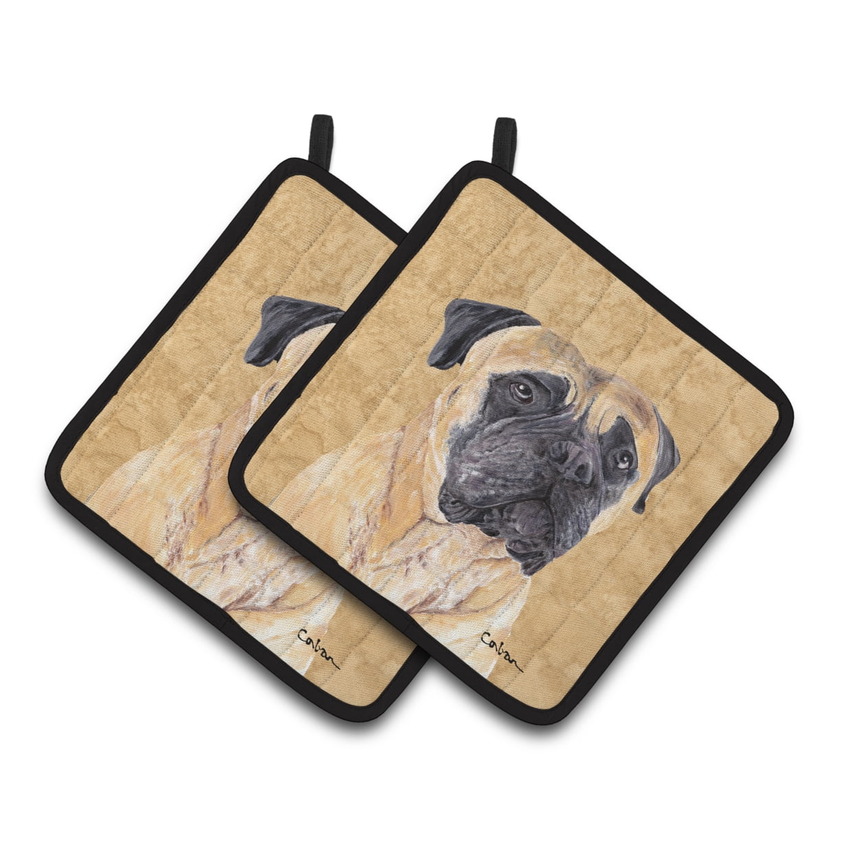 Carolines Treasures SC9125PTHD Mastiff Wipe your Paws Pair of Pot Holders 7.5HX7.5W multicolor