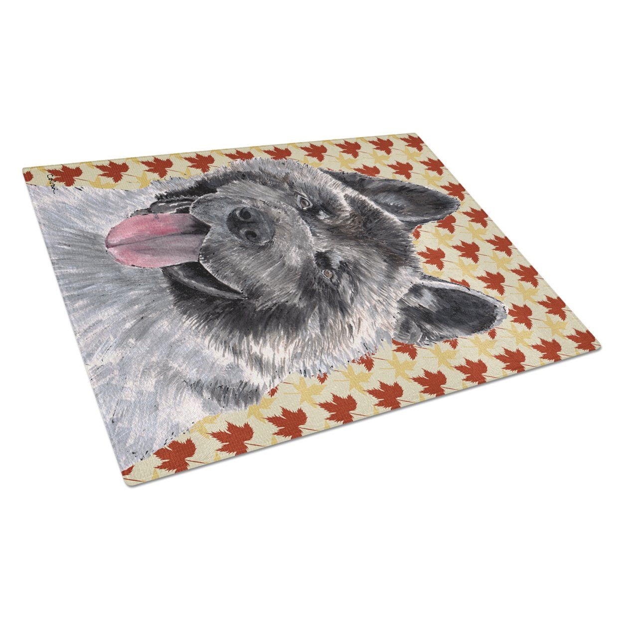 Carolines Treasures SC9485LCB Akita Fall Leaves Glass Cutting Board Large, 12H x 16W, multicolor