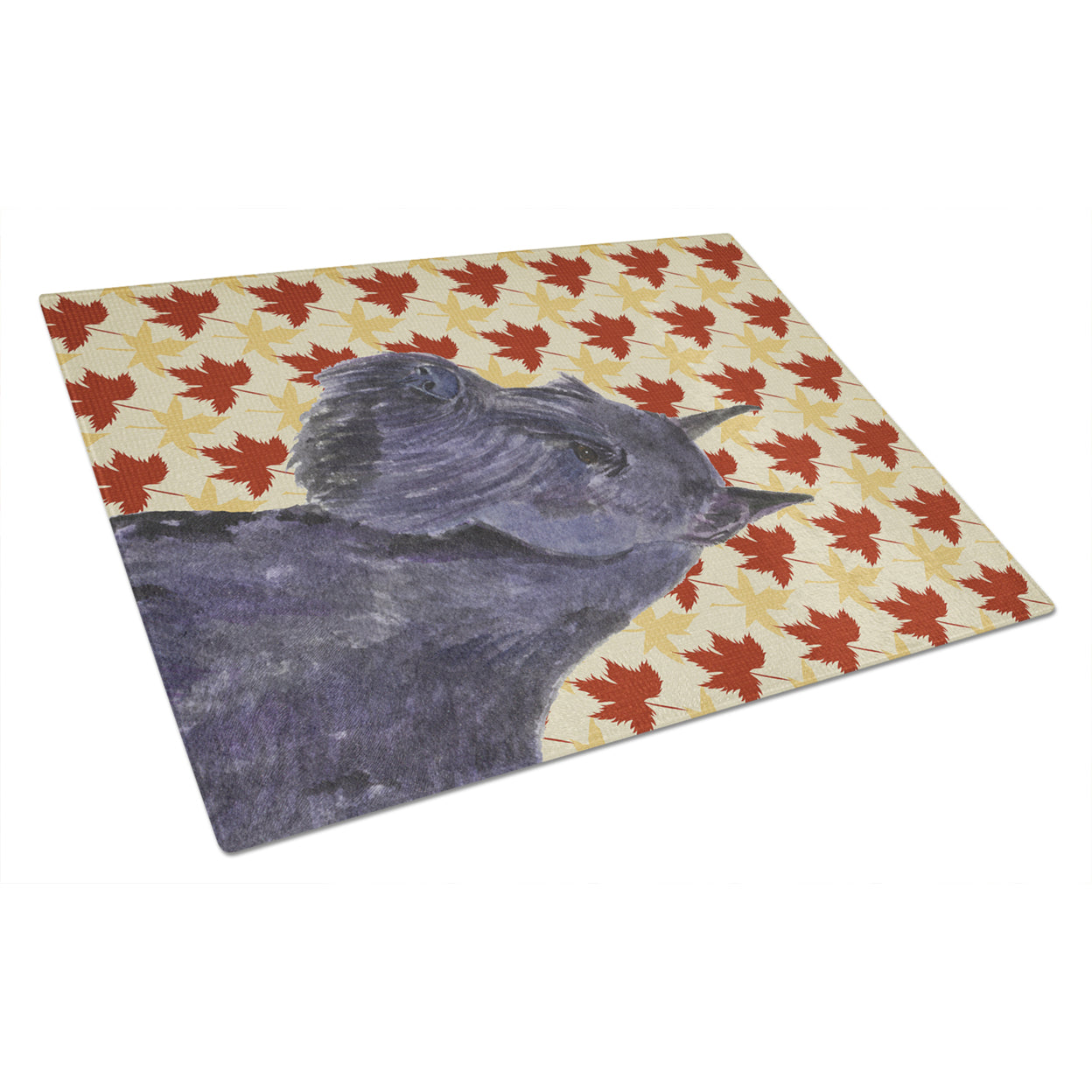 Carolines Treasures SS4333LCB Schnauzer Giant Fall Leaves Portrait Glass Cutting Board Large, 12H x 16W, multicolor