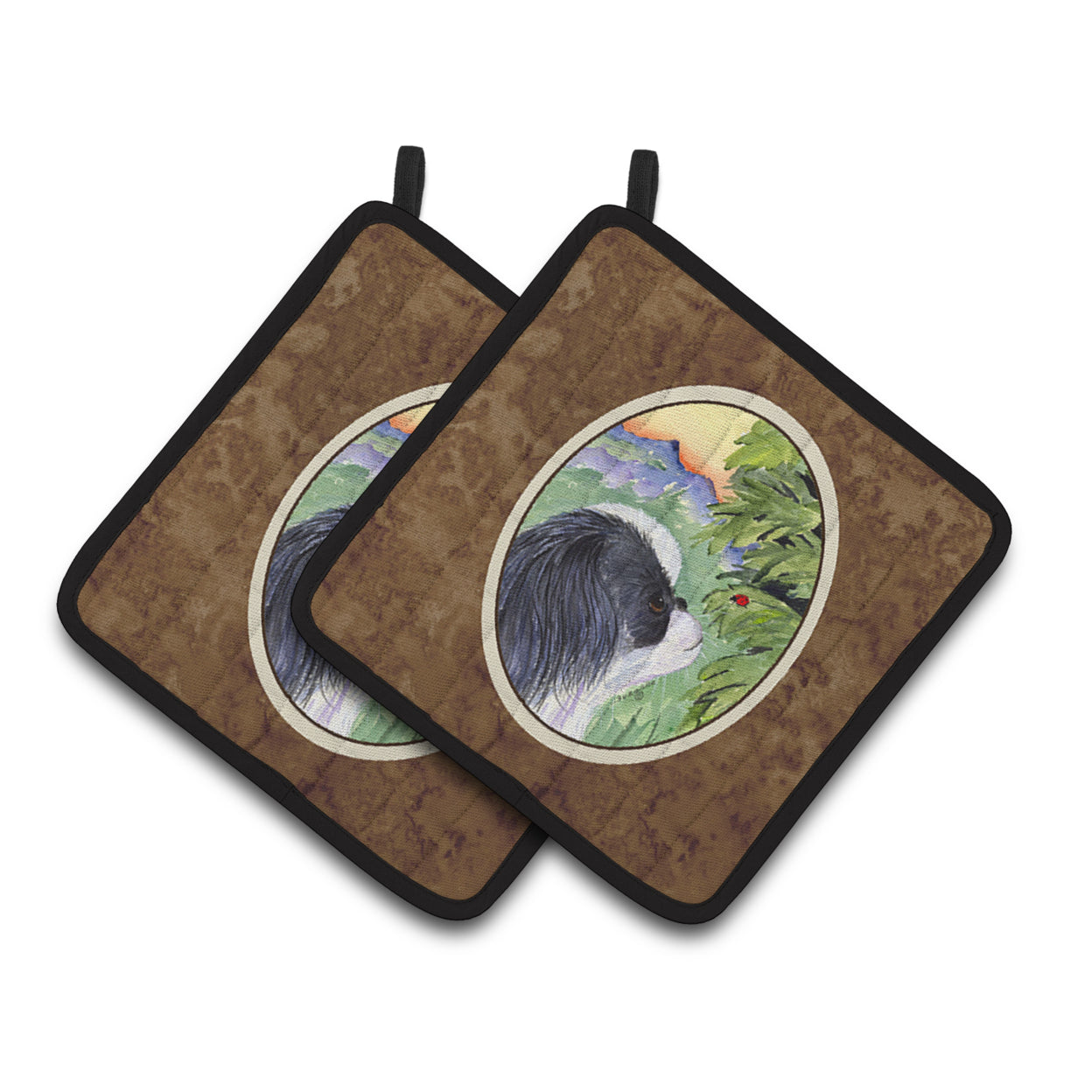 Carolines Treasures SS8259PTHD Japanese Chin Pair of Pot Holders 7.5HX7.5W multicolor