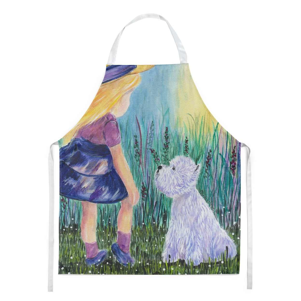 Carolines Treasures SS8351APRON Little Girl with Westie Apron Large multicolor