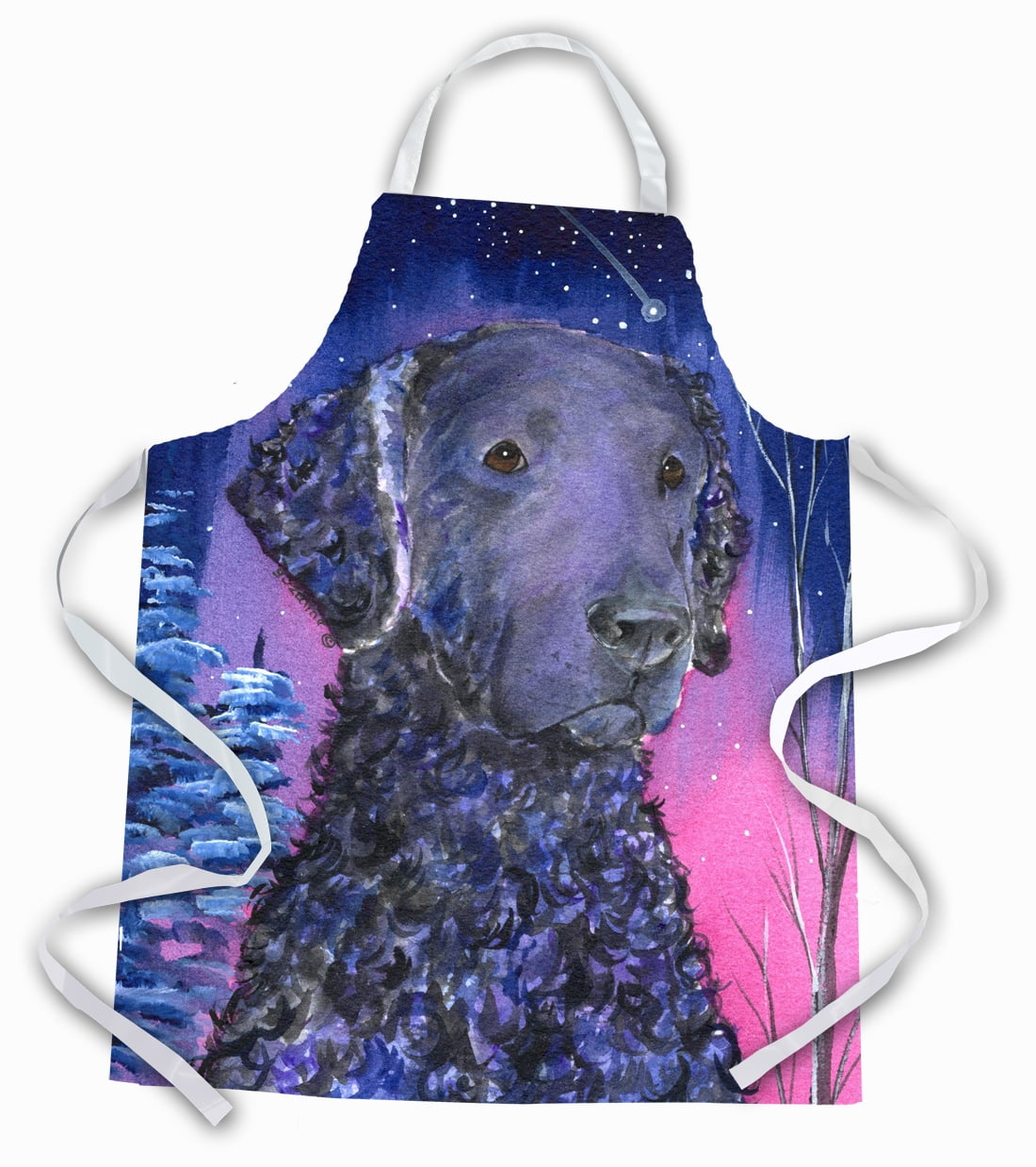 Carolines Treasures SS8354APRON Starry Night Curly Coated Retriever Apron Large multicolor