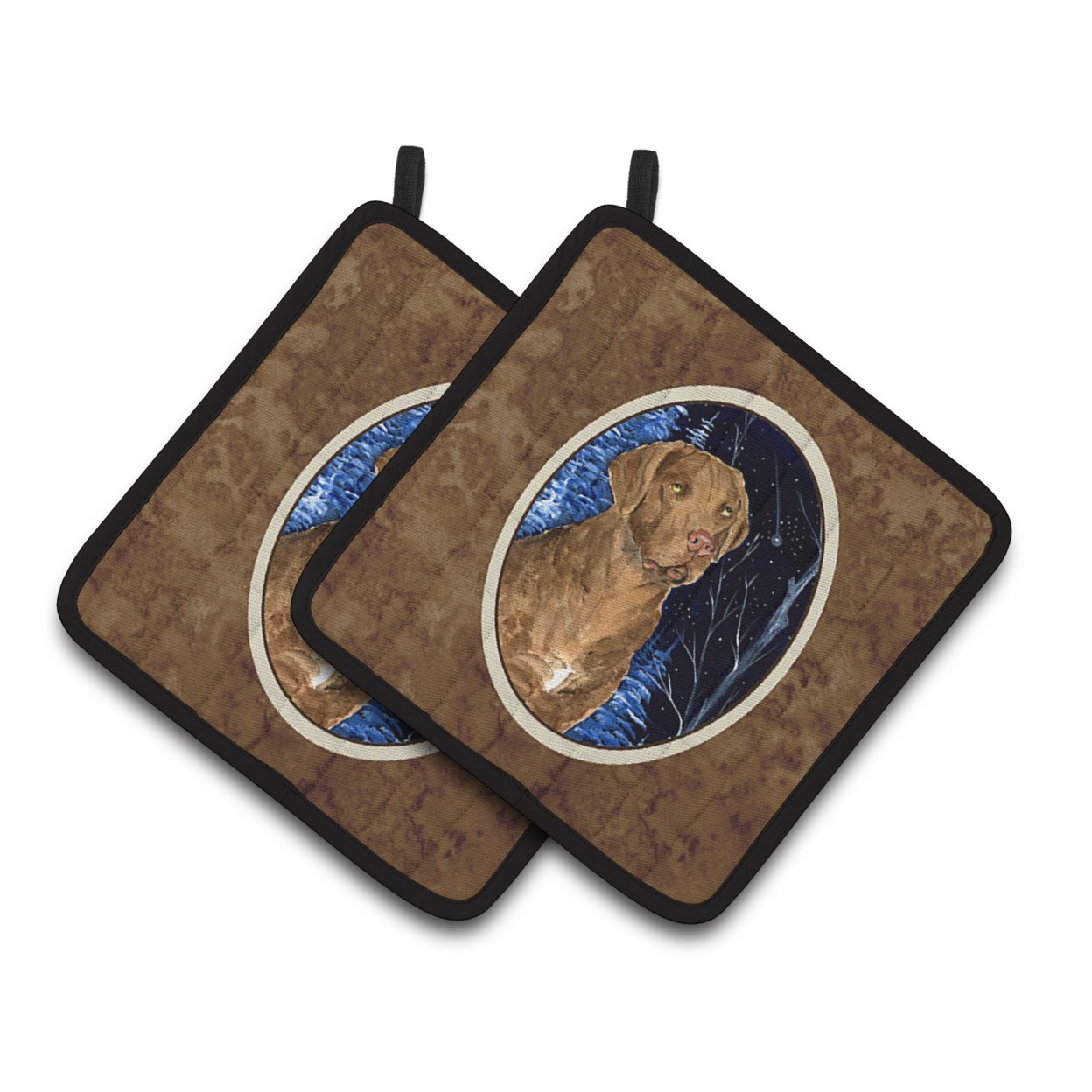 Carolines Treasures SS8384PTHD Starry Night Chesapeake Bay Retriever Pair of Pot Holders, 7.5HX7.5W, multicolor