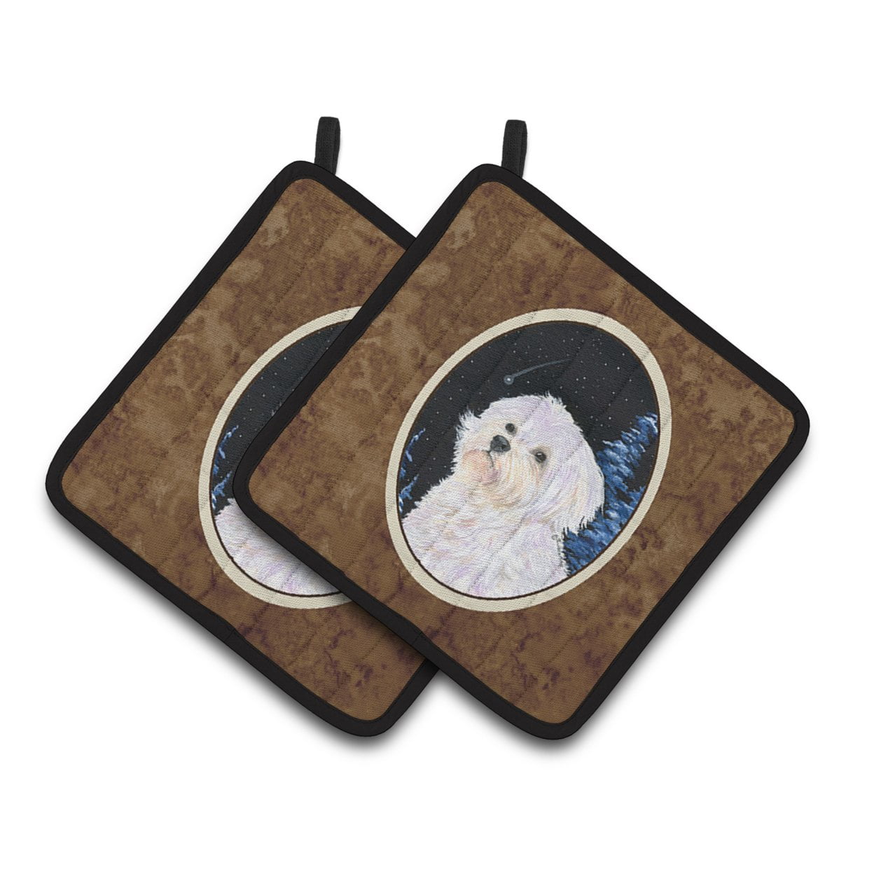 Carolines Treasures SS8461PTHD Starry Night Maltese Pair of Pot Holders, 7.5HX7.5W, multicolor