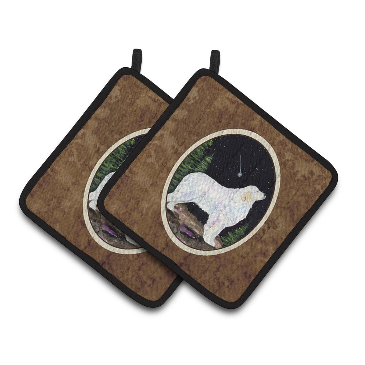Carolines Treasures SS8471PTHD Starry Night Great Pyrenees Pair of Pot Holders, 7.5HX7.5W, multicolor