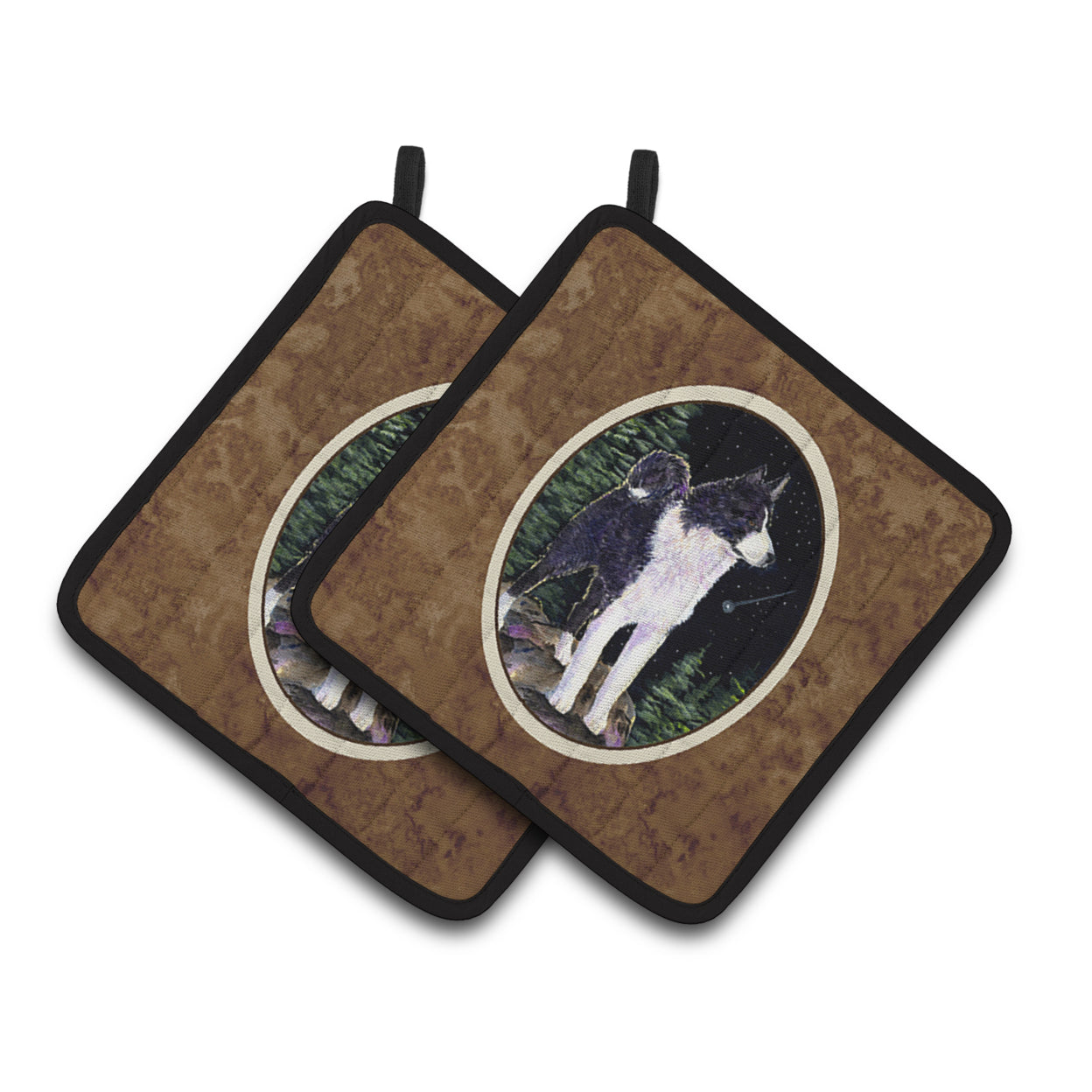 Carolines Treasures SS8483PTHD Starry Night Karelian Bear Dog Pair of Pot Holders, 7.5HX7.5W, multicolor