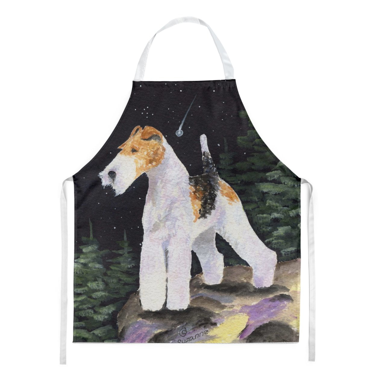 Carolines Treasures SS8503APRON Starry Night Fox Terrier Apron Large multicolor