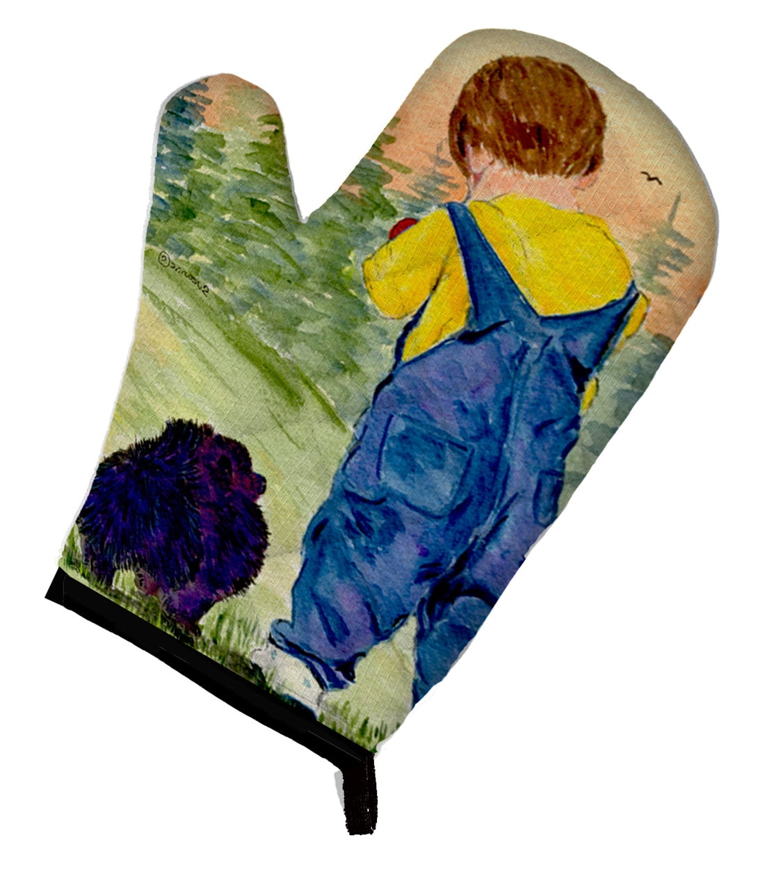 Little Boy with his Pomeranian Oven Mitt