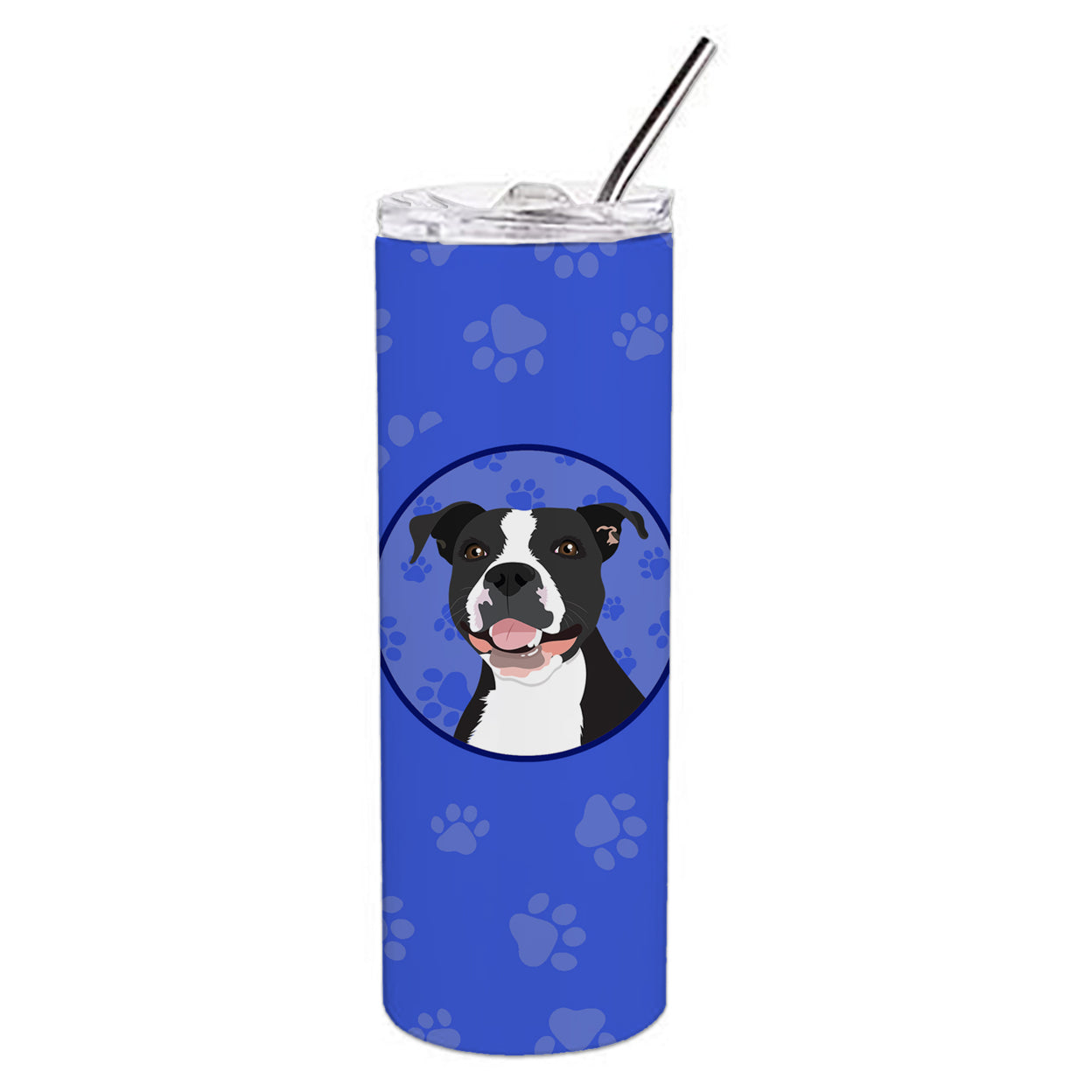 Carolines Treasures WDK1138TBL20 Pit Bull Black Design3 Stainless Steel 20 oz Skinny Tumbler Blue 20 oz multicolor