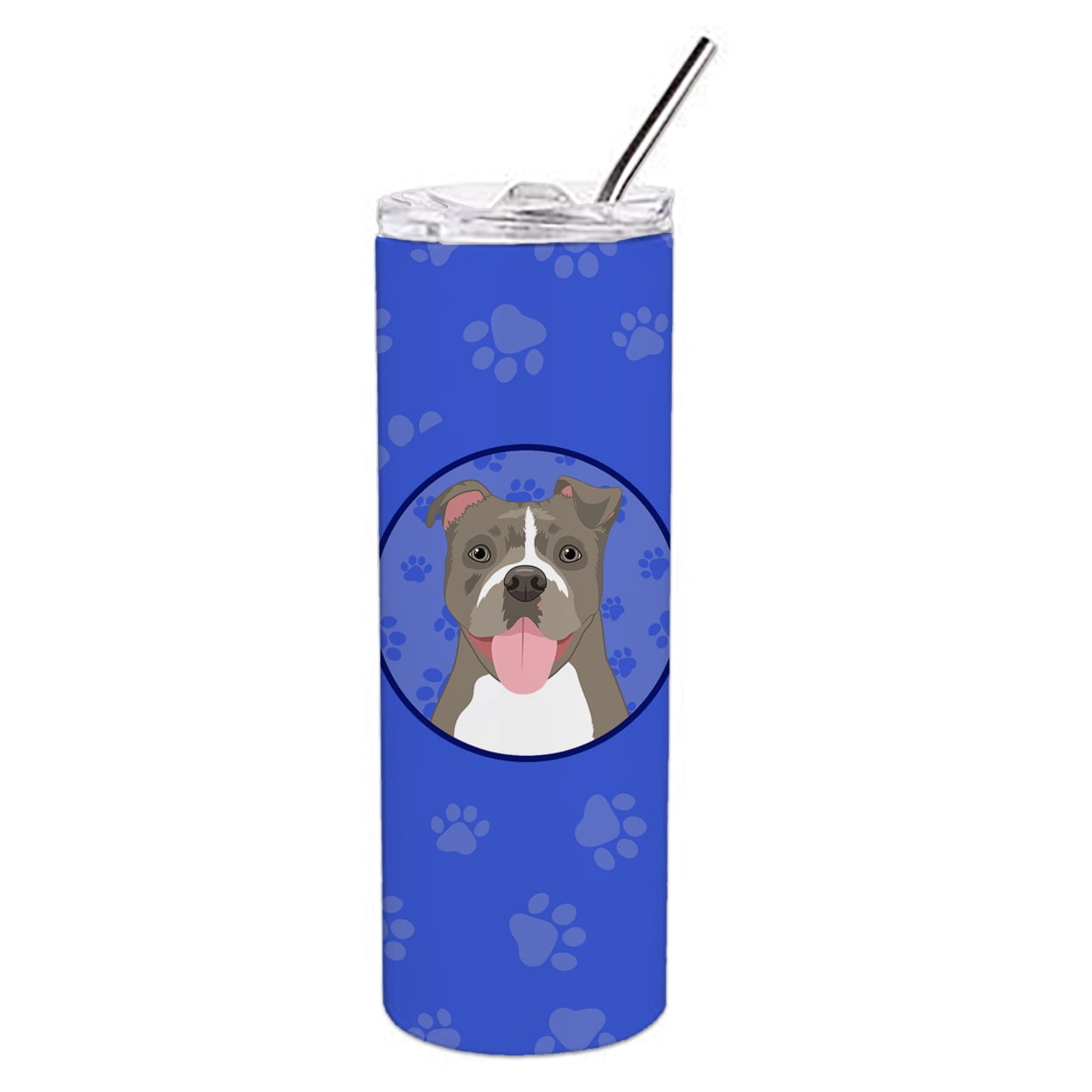 Carolines Treasures WDK1141TBL20 Pit Bull Blue Design2 Stainless Steel 20 oz Skinny Tumbler Blue 20 oz multicolor