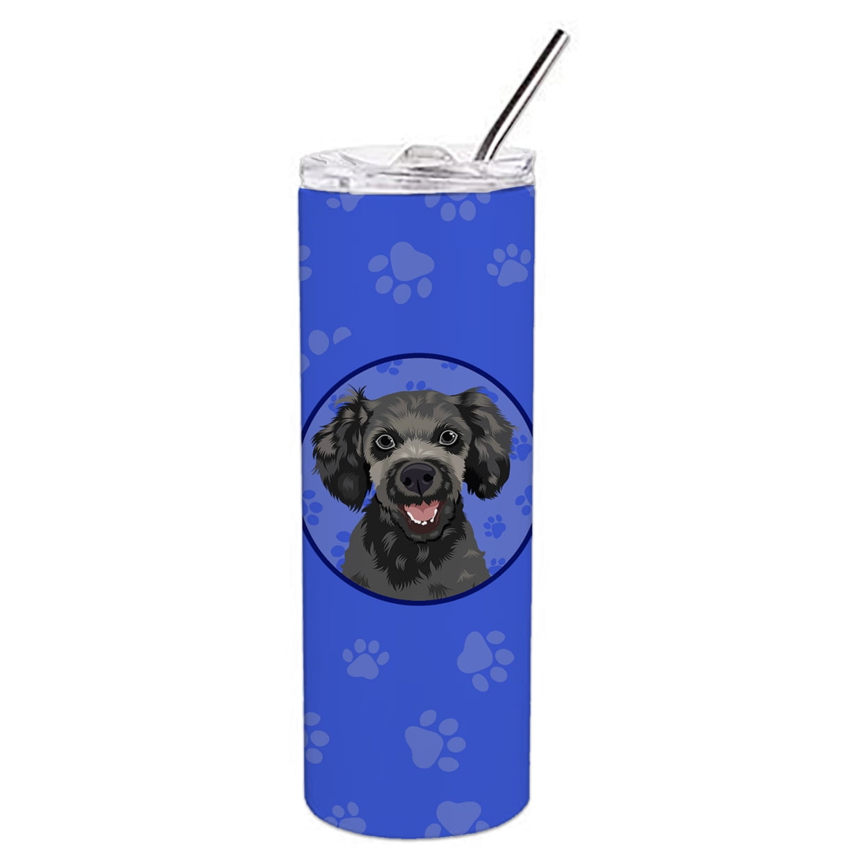 Carolines Treasures WDK1167TBL20 Poodle Toy Grey Stainless Steel 20 oz Skinny Tumbler Blue 20 oz multicolor