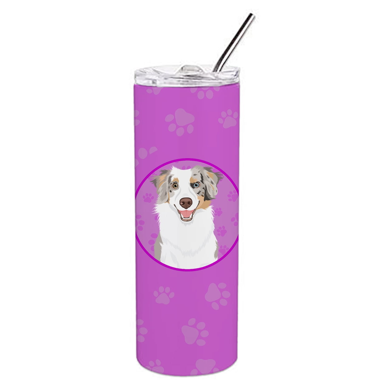 Australian Shepherd Red Merle Tricolor #1 Stainless Steel 20 oz Skinny Tumbler 3 in x 8.25 in