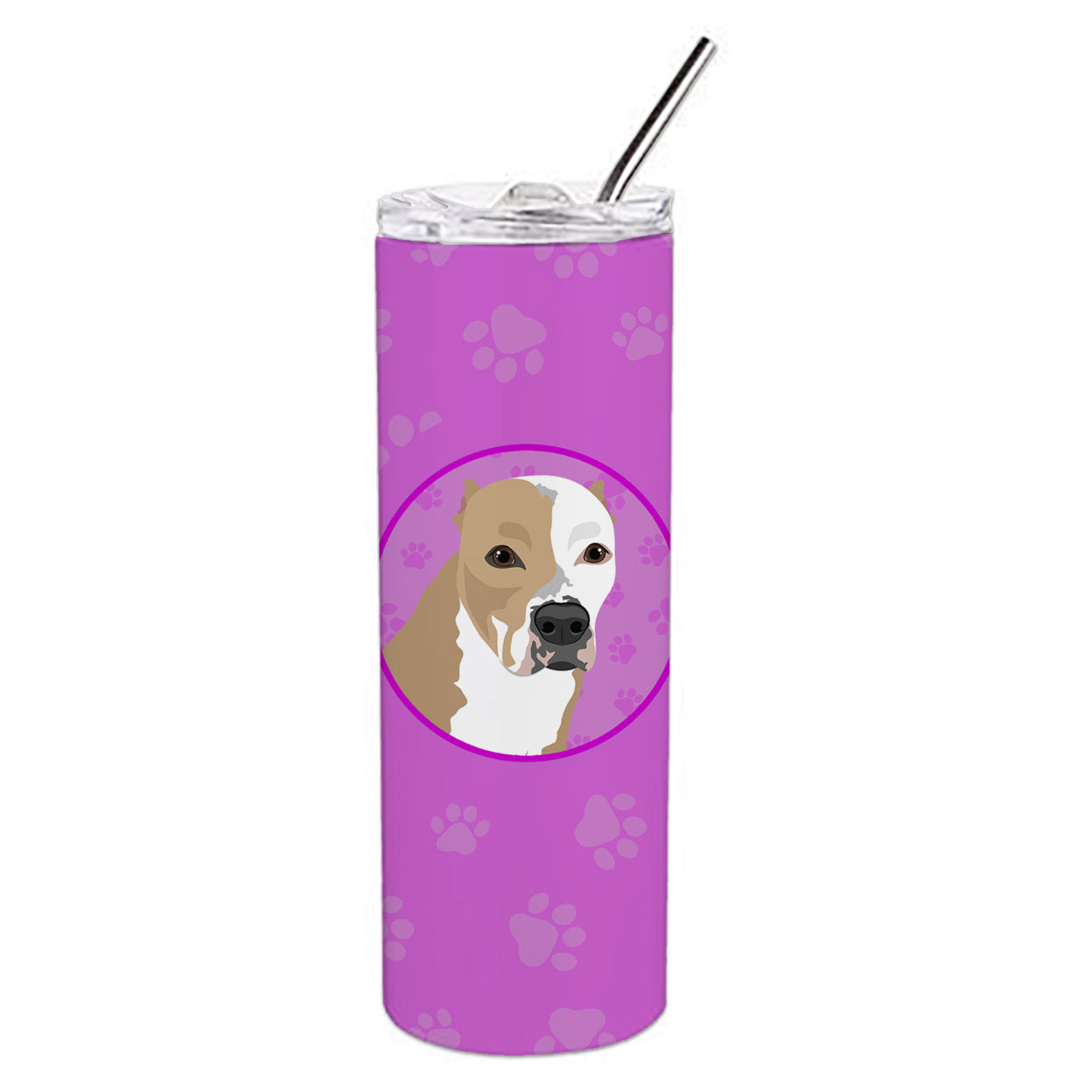 Carolines Treasures WDK1378TBL20 Pit Bull Fawn Design4 Stainless Steel 20 oz Skinny Tumbler Pink 20 oz multicolor